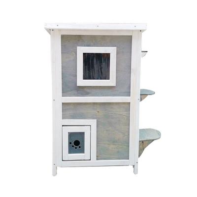 China Viable modern double layer design of outdoor and indoor luxury wooden cat house for sale for sale