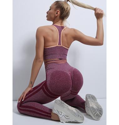 China 2021 Breathable Top Selling Workout Set Crop Top Yoga Leggings Set Two Piece Activewear Set Women for sale