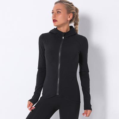 China Long Sleeve Zipper Fitness Woman Sports Yoga Hoodie Long Sleeve Jacket Sustainable Slim Gym Workout Running Yoga Hoodie for sale