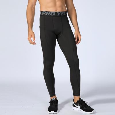 China Wholesale Training Breathable Track Clothing Gym Tight Long Pants For Men Fitness With Pocket for sale