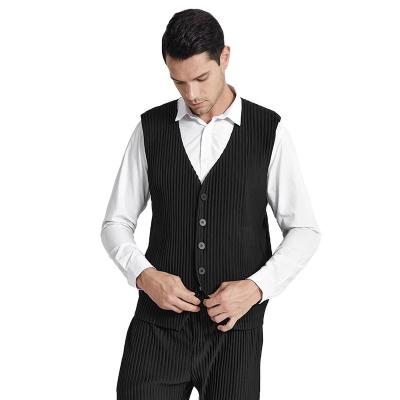 China FXZ QUICK-DRY 2021 Summer New Fashion Men's Casual Pleat Suit Vest Miyake Pleated Men's Vest for sale