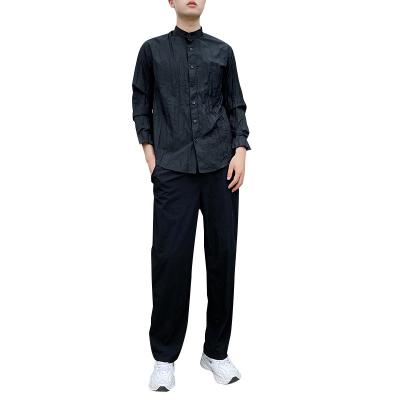 China FXZ QUICK DRY 2021 Summer Straight Pants Two Piece Set Japanese Pleats Satisfy Casual Suit Miyake Pleated Shirt Suit For Men And Women for sale