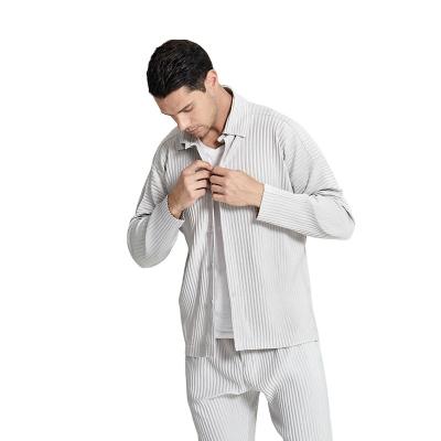 China FXZ Breathable Pleated Mens Shirts 100%Polyester Shirt Men Pleated Casual Pleated Shirts Blouse for sale