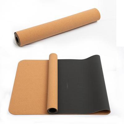 China Custom Logo Eco-Friendly Anti-skid 5mm Cork Yoga Mat Elastic Fitness Rubber for sale