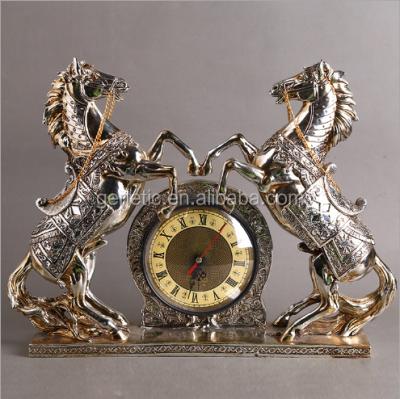 China Wholesale Creative Europe Horse Clock in Resin Crafts for Home Bar Decoration for sale