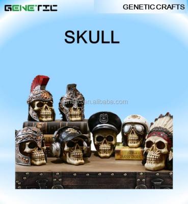 China Wholesale Europe Epoxy Resin Indian Skull With Hat Army Skull For Halloween Decoration Creative Gift for sale