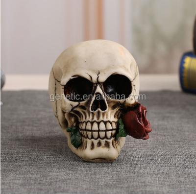 China Wholesale Creative Europe Rose Resin Skull Head For Home Decoration Head Creative Head Skeleton Skull for sale