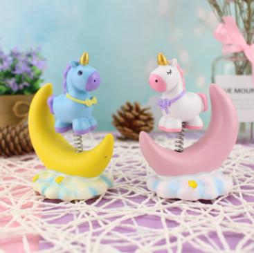 China Wholesale Asia Cartoon Unicorn Bubble Head Creative Bobble Head For Car Decoraion In Resin Crafts for sale