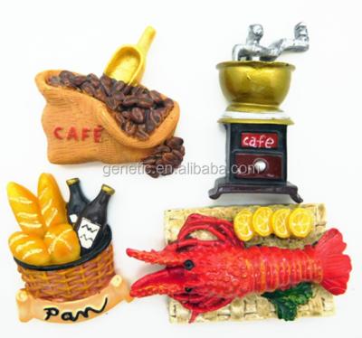 China China Europe regional high quality perfect unique creative unique lobster bread workmanship cafe food fridge magnet resin plant crafts for sale