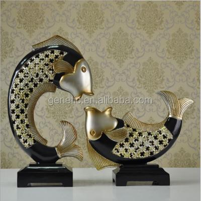 China Wholesale Europe Carp Jumping Couple Fish Jump Resin Craft For Home Decoration for sale