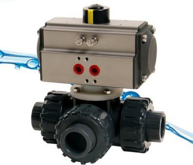 China Double Acting Pneumatic Actuator PVC ball valve with pneumatic actuator for sale