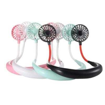 China Car Drop Shipping New Lazy Sports Hanging Neck Fan USB Charging Portable Mini Colorful Fragrance Folding Fan for sale