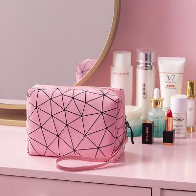 China Lady Woman Design Folding Travel Toiletry Bag Cosmetic With Drawstring Rose Cosmetic PU for sale