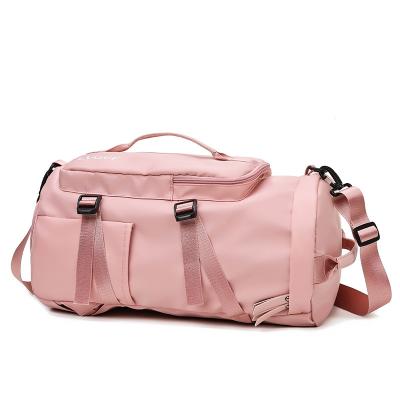 China Portable Tote Square Nylon Travel Duffle Bag Pink Carry Folding Waterproof Custom Fashion Hand Logo for sale