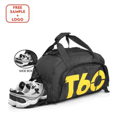 China OEM Fashion Blank Free Sample Custom Sublimation Black Duffel Bag With Shoes Organizer for sale