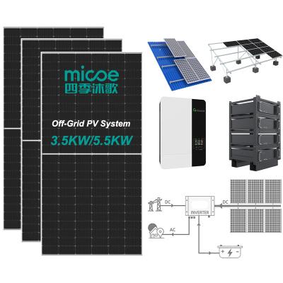 China Micoe Domestic Commercial Industrial Cheap Price 3.5KW 5.5KW Off Grid Solar Home System With Battery for sale