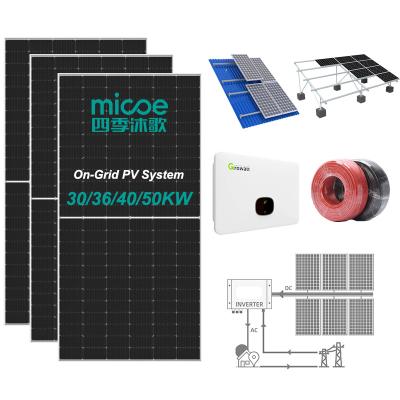 China Home Commercial Industrial Micoe On Grid 30KW 36KW 40KW 50KW Full Solar System For Home for sale