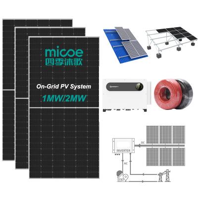 China Home Commercial Industrial Micoe Solar Grid Tie PV System 1MW 2MW Complete Installation Cost System for sale