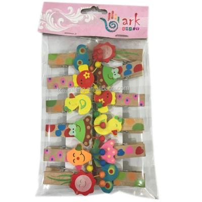 China DecoWANFENG Modern Custom Pattern Wooden Peg Wholesale Printed Wooden Clothespins for sale