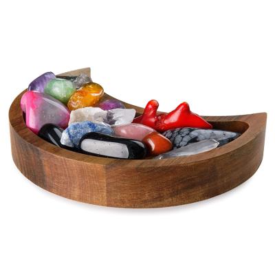 China Eco-Freindly New Product Display Crystal Decorative Tray Crescent Moon Wood Tray for sale