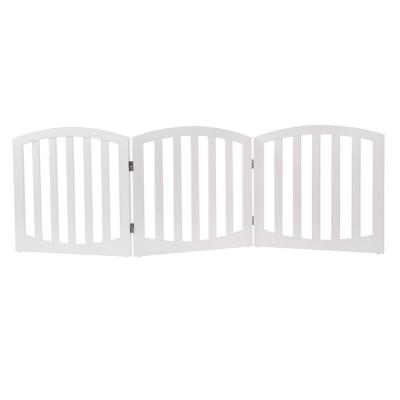 China Best Viable Selling White Adjustable Wooden Dog Door 3 Panels Foldable Pet Gate Dog Fence for sale