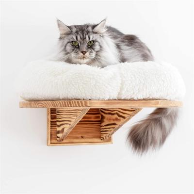 China Morden Exquisitely Hand Crafted Design Simple Classic Nature Distressed Decorative Cat Wooden Wall Shelf for sale