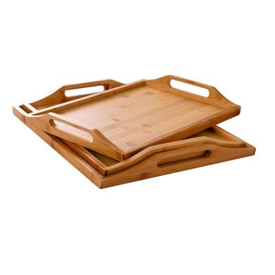 China Classic Best Selling Serving Trays Nested Bamboo Home Wooden Serving Trays Small Medium & Large Set of 3 for sale