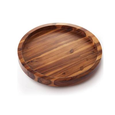 China Best Selling Classic Wooden Acacia Tray Kitchen Turntable Storage Food Bin Container For Buffets for sale