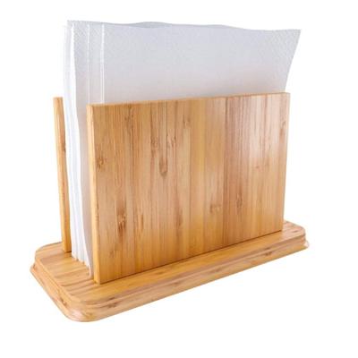 China Minimalist Hot Selling Tissue Dispenser Bamboo Table Cloth Holder Bamboo Napkin Holders for sale