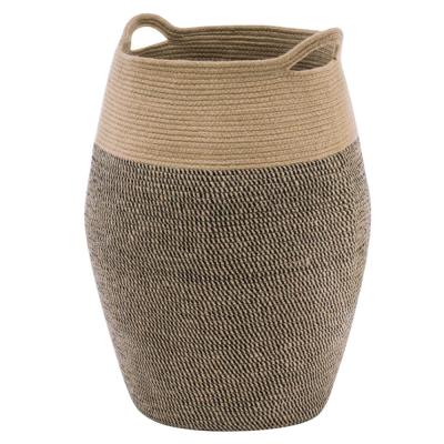 China Durable Decorative Extra Large Brown Jute Rope Basket Woven Laundry Hamper Large Chic Woven Laundry Hamper for sale