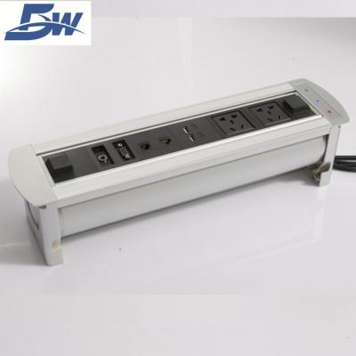 China Anti-Pinch BW Recessed Media Socket Power Distribution Unit Multi USB Desktop Socket With Rotating Cover for sale