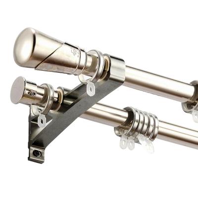 China Szone 25mm Rustic Chrome Single Metal Aluminum Curtain Rods With Single Curtain for sale