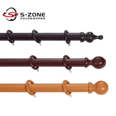 China 6m Length Eco - Friendly Wooden Curtain Pole Rod 35mm With Curtain Pole Accessories for sale