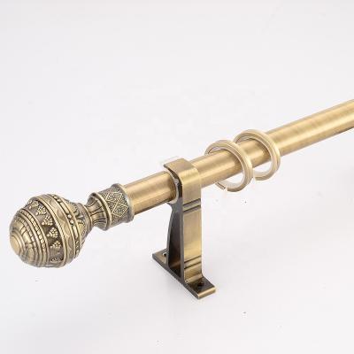 China Fast delivery 28mm antique stainless steel brass single curtain rod with accessories in stock for sale