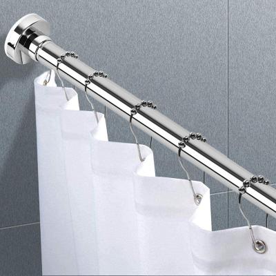 China Fashinable Adjustable Stainless Steel Shower Curtain Rod Tension Shower Rod Shower Curtain Pole for sale