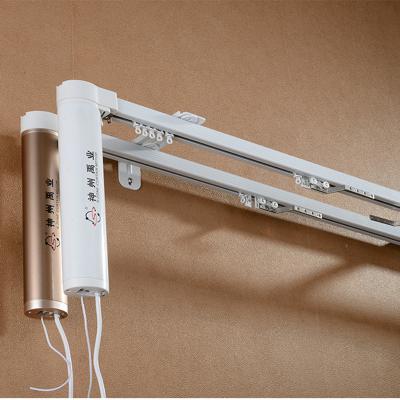 China Remote Control 2m Open And Close Aluminum Alloy Bendable Twin Curtain Double Track With Motorized System for sale