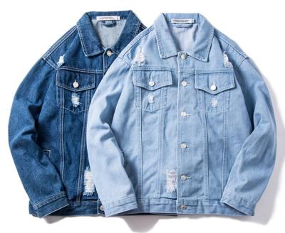 China QUICK DRY broken denim jacket men's spring and autumn new korean style loose handsome coat for youth casaco jeans abrigos hombre for sale