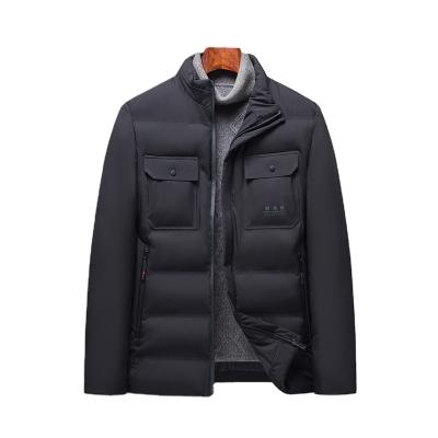 China Viable Wholesale Custom Fashion Style Men Stand Collar Winter Stripper Jacket Black Down Jacket For Man for sale