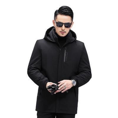 China New Fashion Viable Men's Jacket Mid Length Hooded Business Casual Thick Padded Jacket for sale