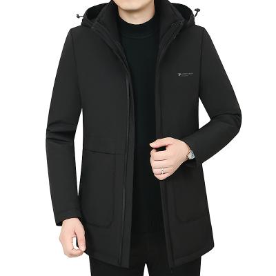 China 2021 Winter Sustainable Men's Hooded Down Jacket Cotton-padded Warm Jacket With Removable Line for sale