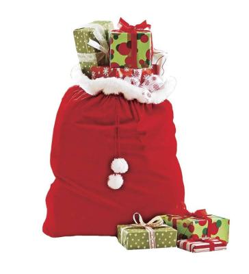 China Factory Sale Durable Cute Drawstring Candy Reusable Velvet Santa Sack Christmas Gift Sack Bags for sale