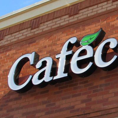 China Elegant Styles Elegant Styles Exterior Sign Outdoor Wall Commercial Building Sign Advertising Facelit Cafe Display Led Sign Acrylic Letters for sale