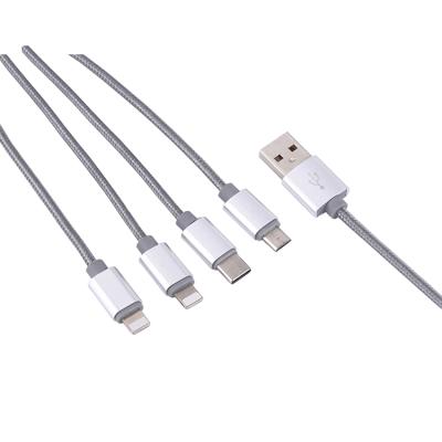 China Universal Charging All Electronic Equipment 2.4A 4 In 1 Fast Charging Cable 3 In 1 Usb Charger Multi Charging Cables For Cell Phone Power Bank for sale