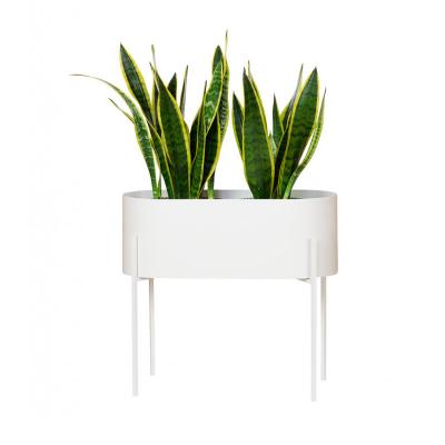 China Living Room Decor Indoor White Metal Plant Stand Metal Flower Pot Minimalist Steel Tall Flower Pot With Stand for sale