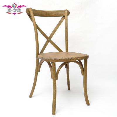 China Solid Wood Solid Wood Stacking Cross Back Chair for sale