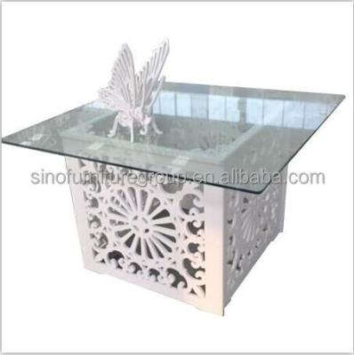 China Modern Made In Sinofur Acrylic Glass Wood Top Wedding Table for sale