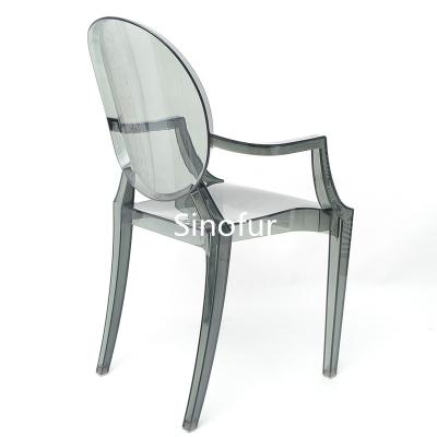 China Modern Wholesale Commercial Furniture Smoke Resin Dining Armchairs for sale