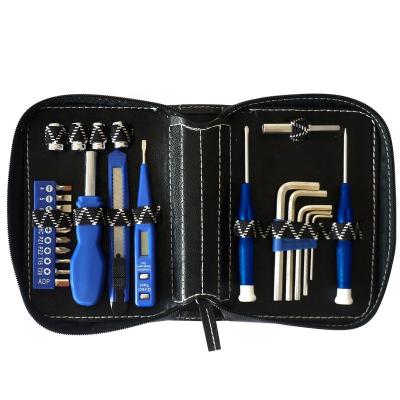 China Promotional Household Tool Kit 26pc Gift Hand Repair Home Tool Kit With Leather Bag for sale