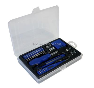 China 19pcs Mini Household Tool Kit Promotion Hand Repair Home Tool Kit With Transparent Case Tool Kit for sale