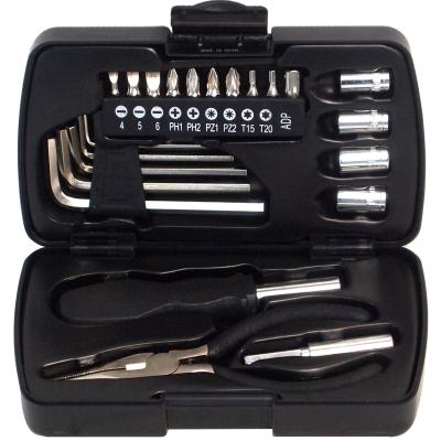 China Promotional 23pcs Mini Household Tool Kit Gift Hand Repair With Plastic Case Tool Bag Tool Kit for sale